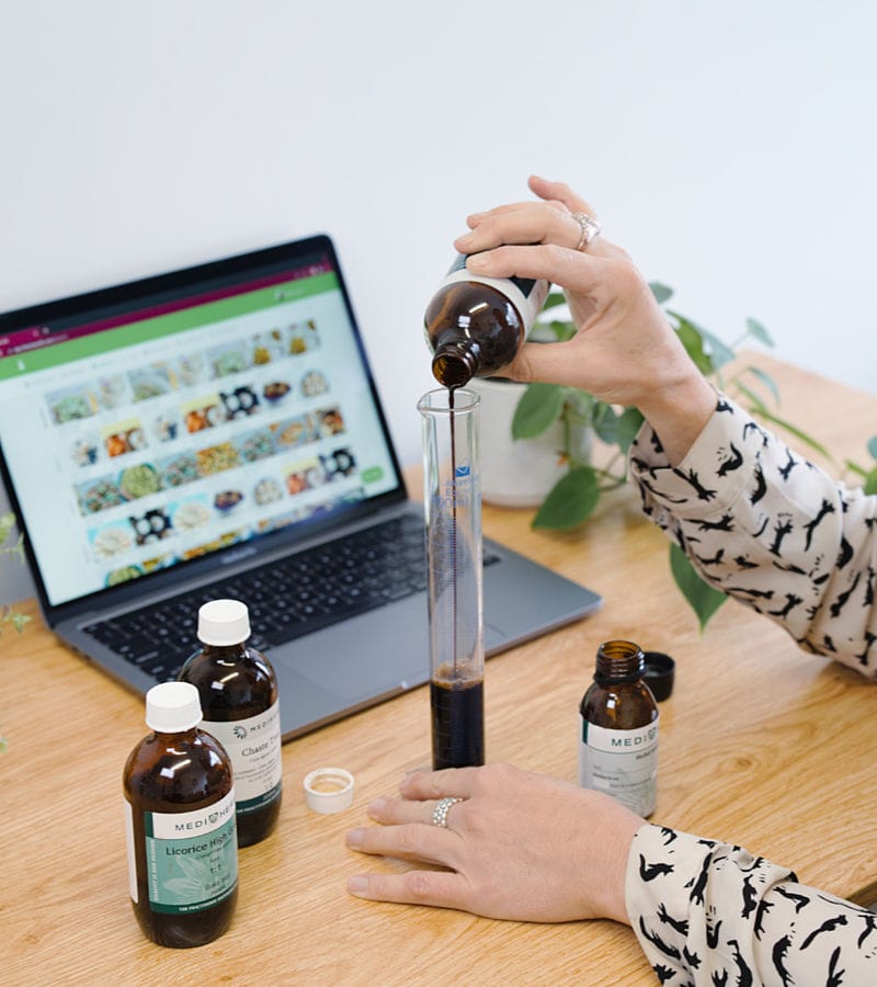 Becs Lowe from Living Health creating herbal medicine